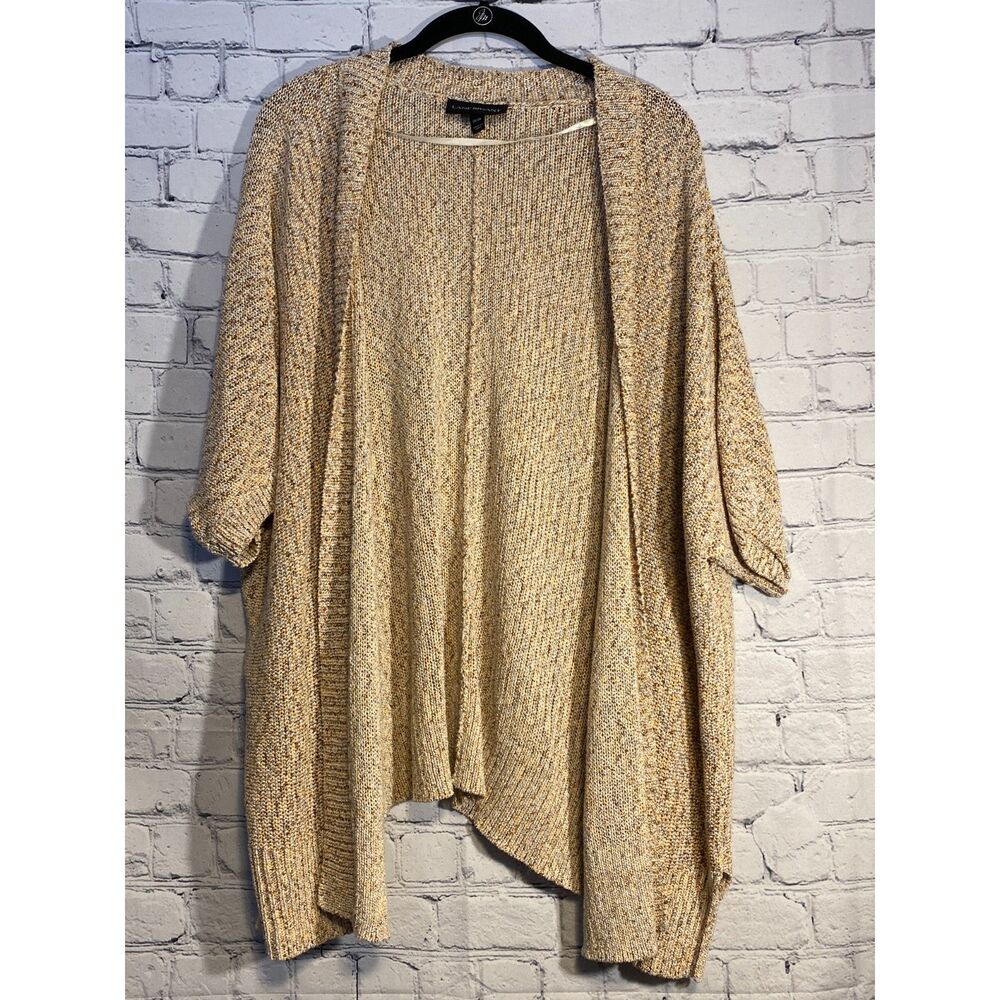 Lane Bryant Women's Open Front Cardigan Size 18/20 Short Sleeve Gold Shimmer
